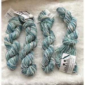 4 Skeins Crystal Palace Yarns Waikiki Teal Aqua Variegated Rayon Cotton 2871